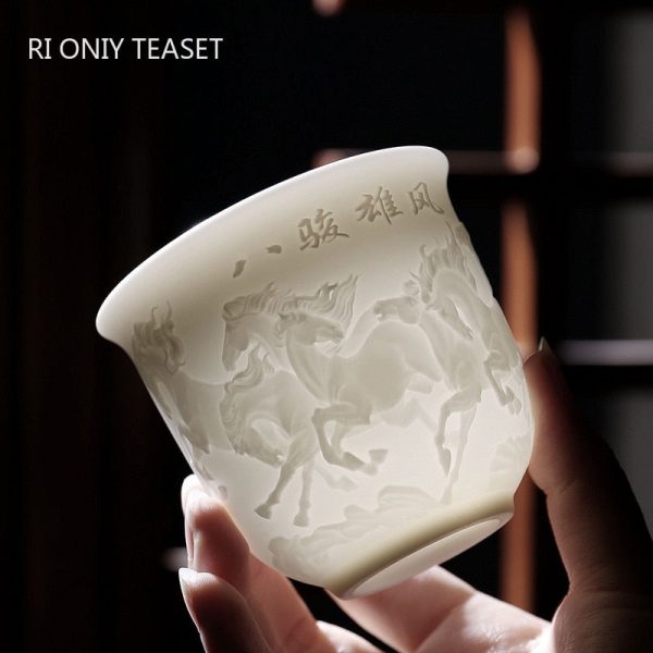Boutique-Ceramic-Teacup-Meditation-Cup-Handmade-Three-dimensional-Relief-Tea-Bowl-Chinese-Tea-Set-Accessories-Master